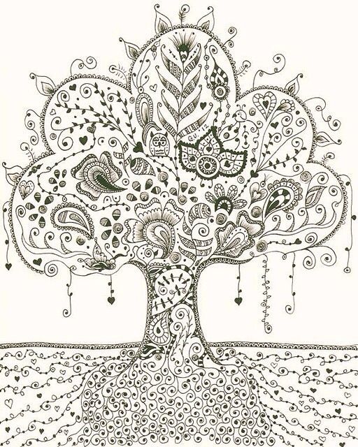 zentangle coloring pages tree paint - photo #2