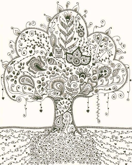 zentangle coloring pages tree trunks - photo #12