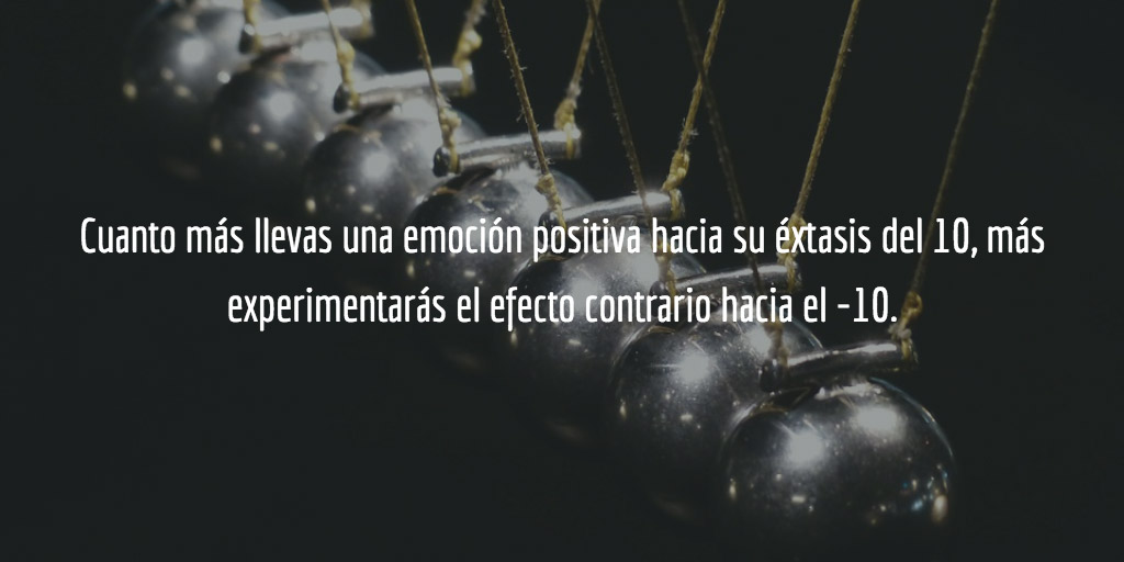 Cuanto más llevas una emoción positiva hacia su éxtasis del 10, más experimentarás el efecto contrario hacia el -10