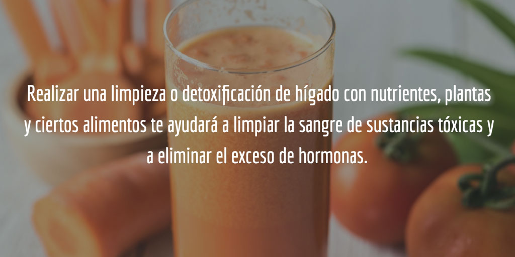 Realizar una limpieza o detoxificación de hígado con nutrientes, plantas y ciertos alimentos te ayudará a limpiar la sangre de sustancias tóxicas y a eliminar el exceso de hormonas